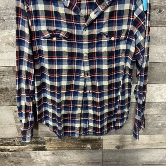 Blue & Red Plaid DOCKERS Mens M Long Sleeve Shirt - Picture 5 of 5